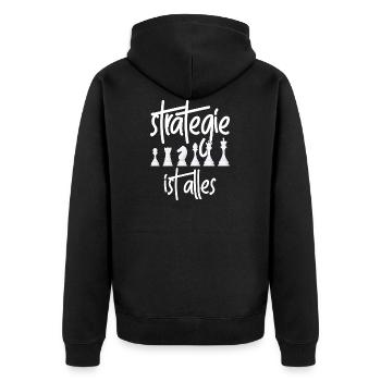 Strategie Ist Alles Schach Schachfiguren Geschenk - Unisex Premium Bio Zip Hoodie - Schwarz - Hinten - Nico (187cm)
