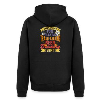 Billard und Bier | Pool Billard - Unisex Premium Bio Zip Hoodie - Schwarz - Hinten - Nico (187cm)