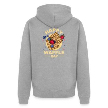 Waffel Tag - Unisex Premium Bio Zip Hoodie - Grau meliert - Hinten - Nico (187cm)