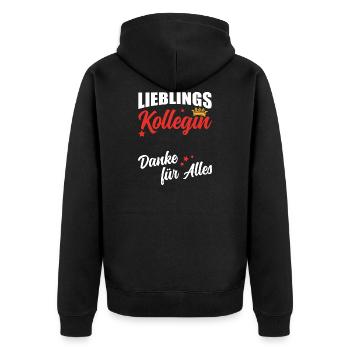 Kollegin Abschied Arbeit Geschenk - Unisex Premium Bio Zip Hoodie - Schwarz - Hinten - Nico (187cm)