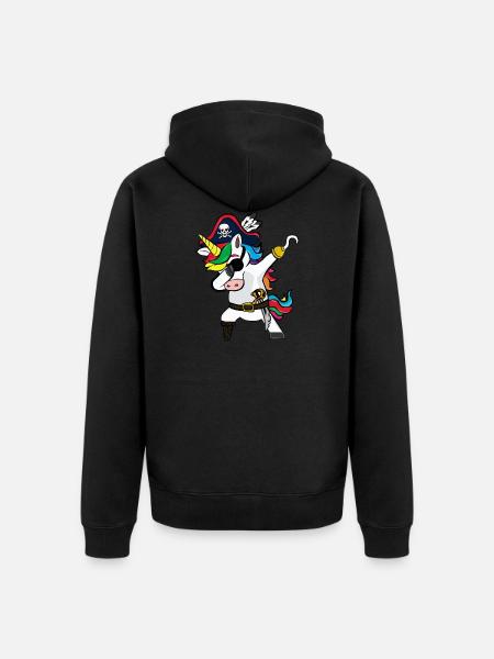 Dabbing Einhorn Piraten Geschenk - Unisex Premium Bio Zip Hoodie - Schwarz