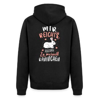 Mir reichts ich geh zu meinen Kaninchen - Unisex Premium Bio Zip Hoodie - Schwarz - Hinten - Nico (187cm)