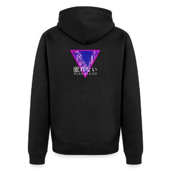 Vaporwave Osaka Tokyo 80s 90s sleepless - Unisex Premium Organic Zip Hoodie - black - Back - Nico (187cm)