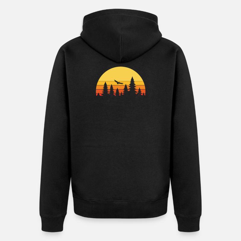 Paysage forêt retro - Veste à capuche bio Premium Unisexe - noir