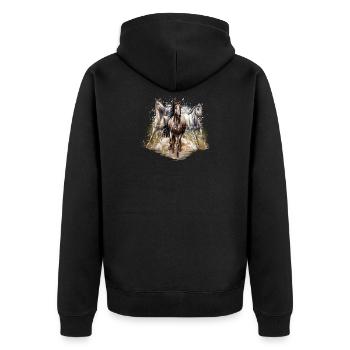 Pferde - Unisex Premium Bio Zip Hoodie - Schwarz - Hinten - Nico (187cm)