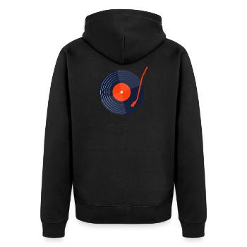 Retro Vinyl Vintage Schallplatte - Unisex Premium Bio Zip Hoodie - Schwarz - Hinten - Nico (187cm)