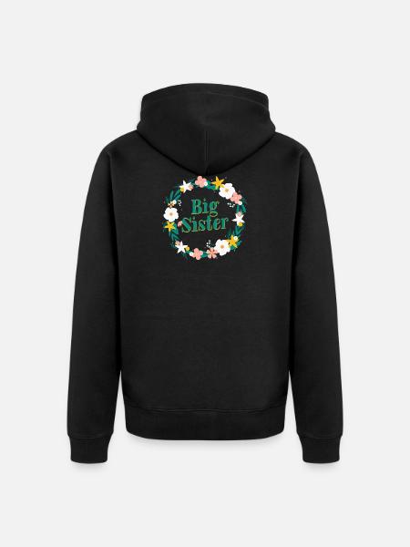 starsza siostra - duża siostra - Ekologiczna rozpinana bluza z kapturem Premium unisex - czarny