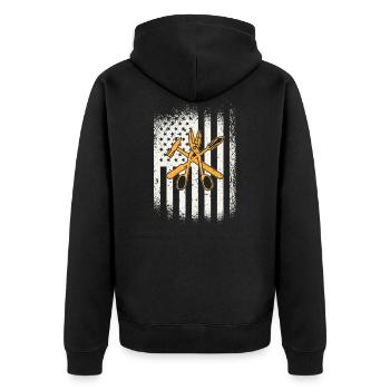 Sheet Metal Worker Tools American Flag - - Unisex Premium Organic Zip Hoodie - black - Back - Nico (187cm)