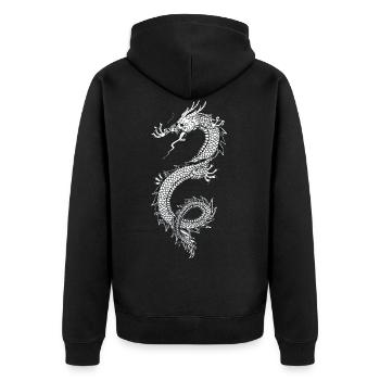 China chinesischer Drache Tattoo - Unisex Premium Bio Zip Hoodie - Schwarz - Hinten - Nico (187cm)