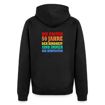 50 Jahre alt Männer Frauen 50. Geburtstag Geschenk - Unisex Premium Bio Zip Hoodie - Schwarz - Hinten - Nico (187cm)
