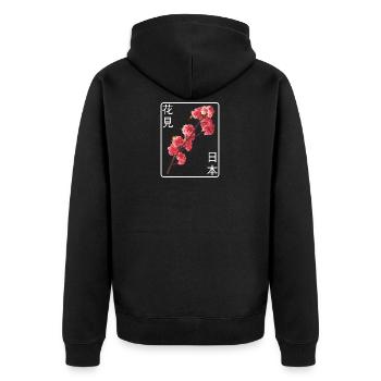 Japanese cherry blossom font Aesthetics Japan - Unisex Premium Organic Zip Hoodie - black - Back - Nico (187cm)