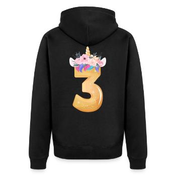 3. Geburtstag - Unisex Premium Bio Zip Hoodie - Schwarz - Hinten - Nico (187cm)