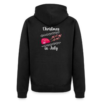 Weihnachten im Juli Flamingos mit Camper Rentier - Unisex Premium Bio Zip Hoodie - Schwarz - Hinten - Nico (187cm)