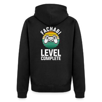 Level Abgeschlossen Schulabschluss Fachabi Fachabi - Unisex Premium Bio Zip Hoodie - Schwarz - Hinten - Nico (187cm)
