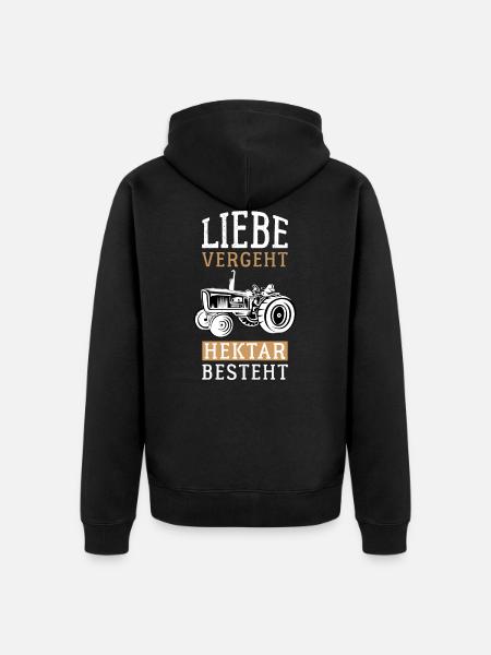 Liebe vergeht Hektar besteht - Unisex Premium Bio Zip Hoodie - Schwarz