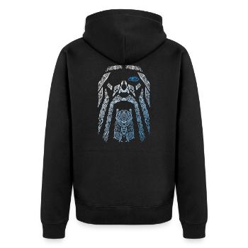 Odin Wikinger Nordische Mythologie Valhalla - Unisex Premium Bio Zip Hoodie - Schwarz - Hinten - Nico (187cm)
