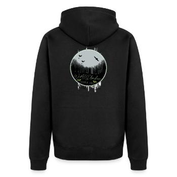 shinrin yoku wald meditation natur yoga waldbaden - Unisex Premium Bio Zip Hoodie - Schwarz - Hinten - Nico (187cm)