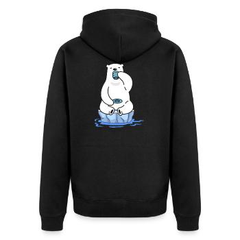 eisbader winterbader winterschwimmer eisbär tee - Unisex Premium Bio Zip Hoodie - Schwarz - Hinten - Nico (187cm)