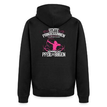 Echte Prinzessinen Kommen Mit Pfeil Und Bogen - Unisex Premium Bio Zip Hoodie - Schwarz - Hinten - Nico (187cm)