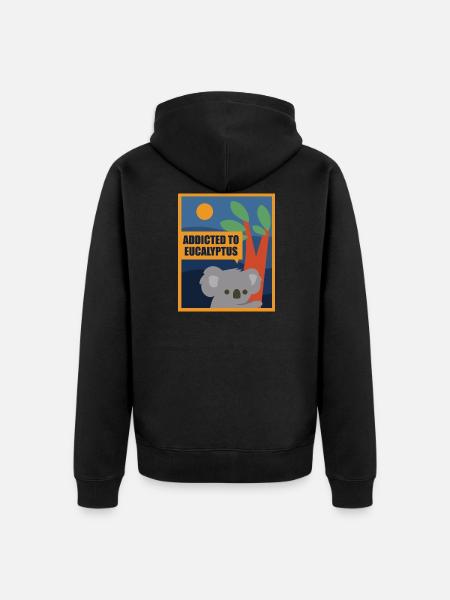 Ironic Saying Eucalyptus Australian Koala - Unisex Premium Organic Zip Hoodie - black