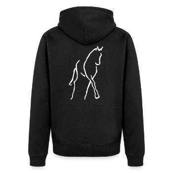 pferdbrush - Unisex Premium Bio Zip Hoodie - Schwarz - Hinten - Nico (187cm)
