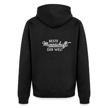 Beste Mannschaft der Welt - Unisex Premium Bio Zip Hoodie - Schwarz - Hinten - Nico (187cm)