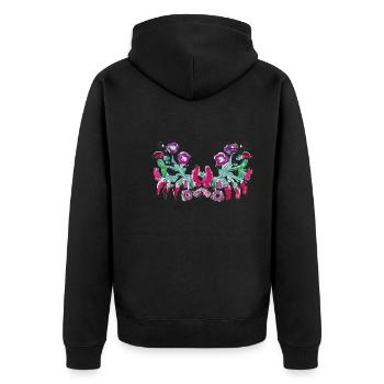 ungarische blumen,Ranke,floral,pink,Blumen - Unisex Premium Bio Zip Hoodie - Schwarz - Hinten - Nico (187cm)