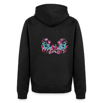ungarische blumen,Ranke,floral,pink,Blumen - Unisex Premium Bio Zip Hoodie - Schwarz - Hinten - Nico (187cm)
