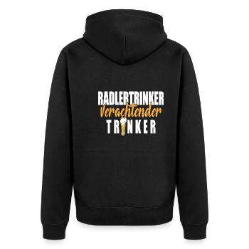 Radlertrinker verachtender Trinker - Unisex Premium Bio Zip Hoodie - Schwarz - Hinten - Nico (187cm)