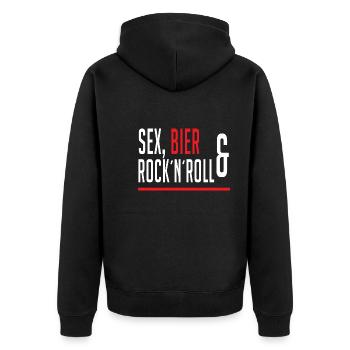 Sex, Bier, & Rock´N´Roll - Unisex Premium Bio Zip Hoodie - Schwarz - Hinten - Nico (187cm)