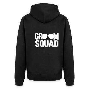 Groom Squad - Unisex Premium Bio Zip Hoodie - Schwarz - Hinten - Nico (187cm)
