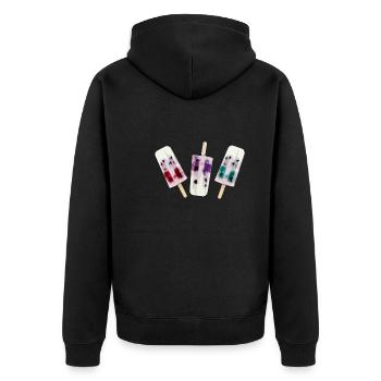 eis am stil,wassereis,buntes eis,sommer - Unisex Premium Bio Zip Hoodie - Schwarz - Hinten - Nico (187cm)
