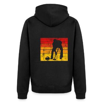 Curling sur glace Curling Retro Cadeau - Veste à capuche bio Premium Unisexe - noir - Dos - Nico (187cm)