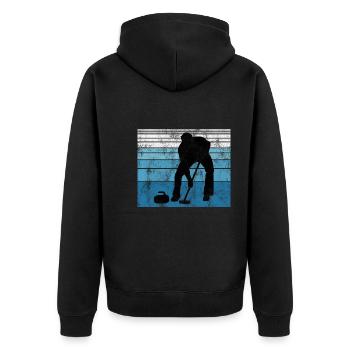 Curling sur glace Curling Retro Cadeau - Veste à capuche bio Premium Unisexe - noir - Dos - Nico (187cm)