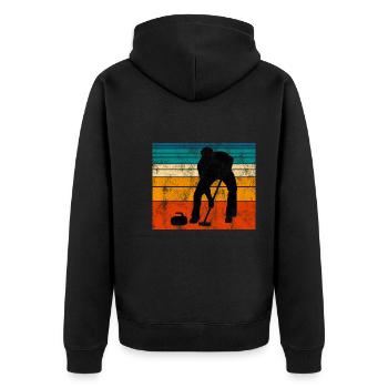 Curling sur glace Curling Retro Cadeau - Veste à capuche bio Premium Unisexe - noir - Dos - Nico (187cm)