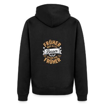 Everything was better in the past, I'm from before - Unisex Premium Organic Zip Hoodie - black - Back - Nico (187cm)