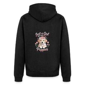 Juste une fille qui aime les chiots - Veste à capuche bio Premium Unisexe - noir - Dos - Nico (187cm)