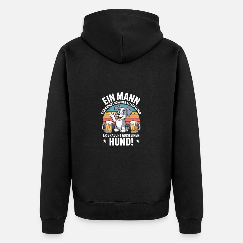 Mann Hund Bier - Unisex Premium Bio Zip Hoodie - Schwarz