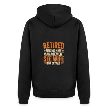 Lustiges Rentner Tshirt - Unisex Premium Bio Zip Hoodie - Schwarz - Hinten - Nico (187cm)