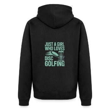 Juste une fille qui aime le Disc Golf - Veste à capuche bio Premium Unisexe - noir - Dos - Nico (187cm)