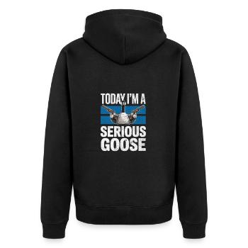 Today I ́m a Serious Goose - Unisex Premium Organic Zip Hoodie - black - Back - Nico (187cm)