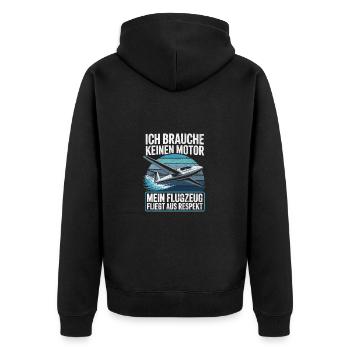 Lustiges Segelflieger Design - Unisex Premium Bio Zip Hoodie - Schwarz - Hinten - Nico (187cm)