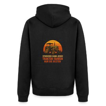 Only the best can study tractor driving - Unisex Premium Organic Zip Hoodie - black - Back - Nico (187cm)
