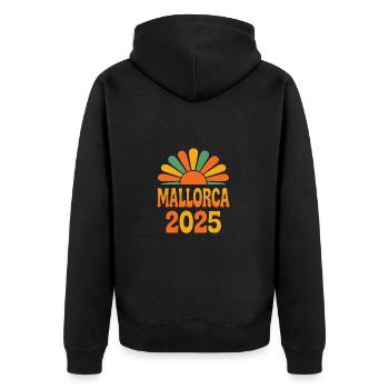 Mallorca 2025 - Unisex Premium Bio Zip Hoodie - Schwarz - Hinten - Nico (187cm)