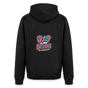 Geburtstag im Juli - Unisex Premium Bio Zip Hoodie - Schwarz - Hinten - Nico (187cm)