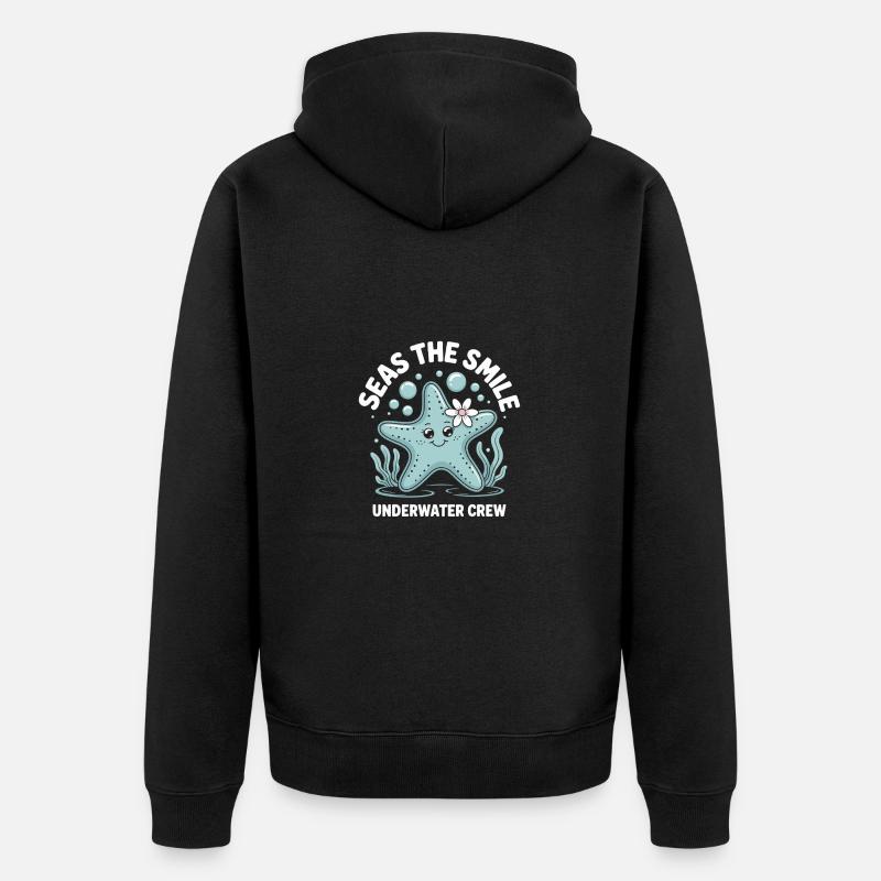 Süßes Seestern Design - Unisex Premium Bio Zip Hoodie - Schwarz