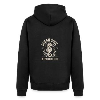Conception d’hippocampe Ocean Soul - Veste à capuche bio Premium Unisexe - noir - Dos - Nico (187cm)