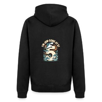 Chemise de requin drôle pour le 5ème anniversaire - Veste à capuche bio Premium Unisexe - noir - Dos - Nico (187cm)