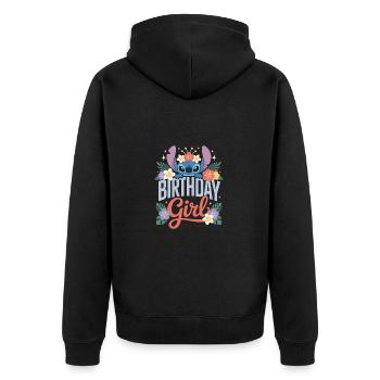 Birthday Girl Axolotl - Unisex Premium Bio Zip Hoodie - Schwarz - Hinten - Nico (187cm)