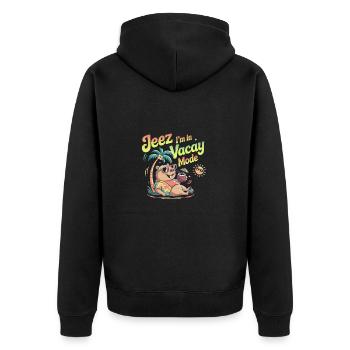 Jeez Vacay Fashion Capybara - Unisex Premium Organic Zip Hoodie - black - Back - Nico (187cm)